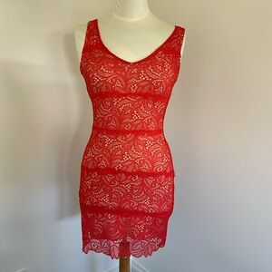 Bebe Red Lace Mini Dress